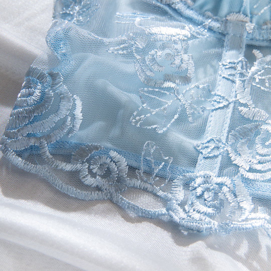 Strapless Mesh Top with Floral Embroidery - Noya Lee