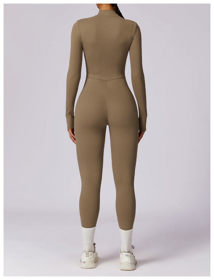 Short/long sporty fitted jumpsuit with shaping fabric and zipper closure - Andi