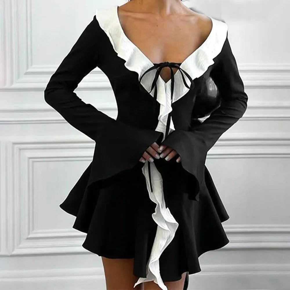 Mini Dress with Ruffle and Bell Sleeves - Philly