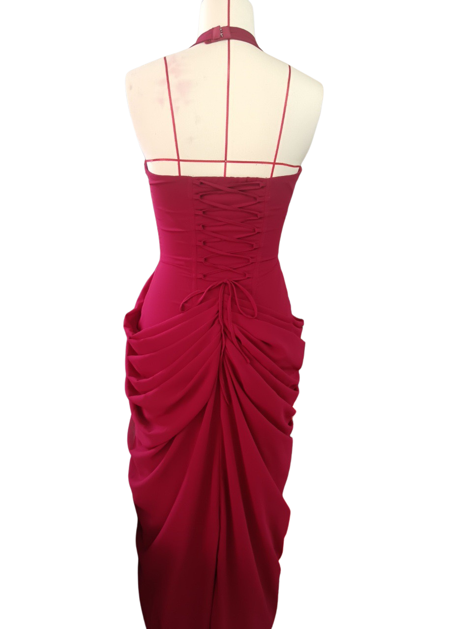 Elegant pleated maxi dress with a slit design and a back tie for a cinched waist – SIA