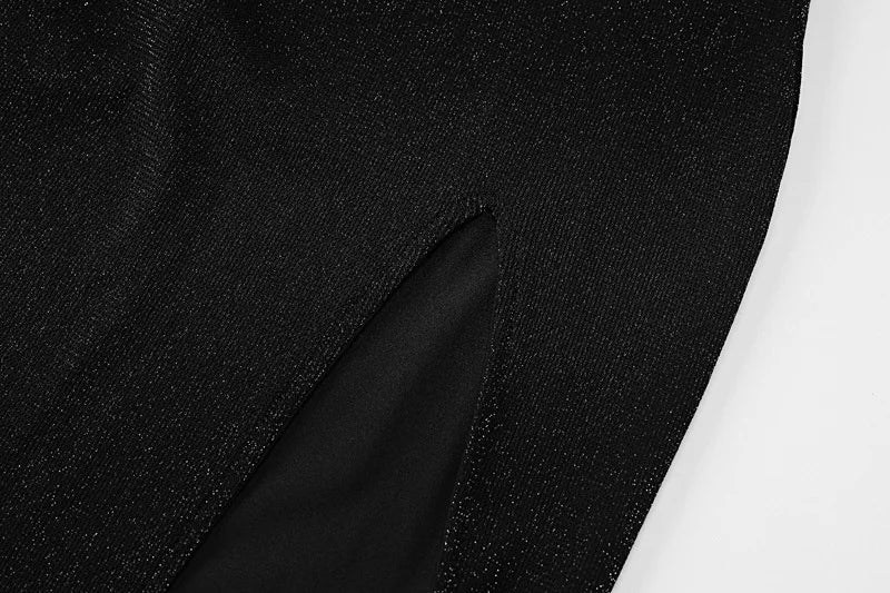 Sequin Maxi Dress with Slit and Glove Detail - Daphne