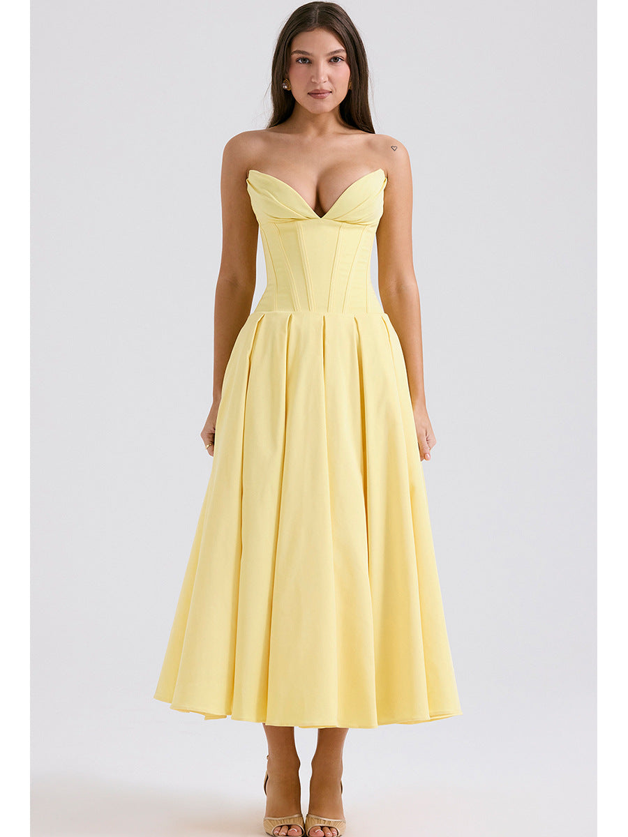 Strapless Midi Dress with Pockets - Fanny