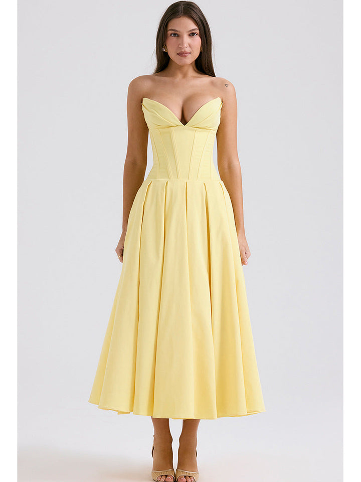 Strapless Midi Dress with Pockets - Fanny