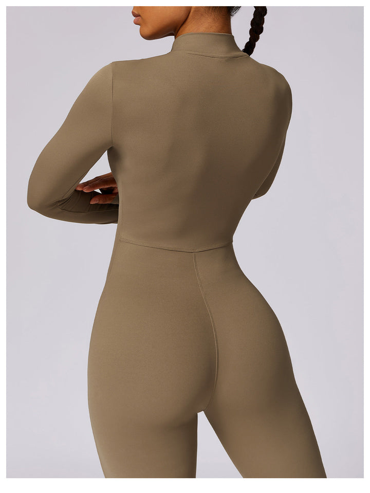 Short/long sporty fitted jumpsuit with shaping fabric and zipper closure - Andi