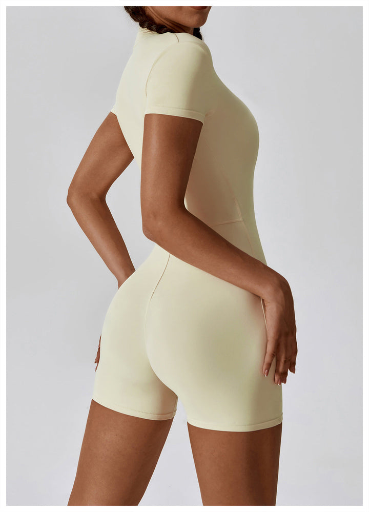Short/long sporty fitted jumpsuit with shaping fabric and zipper closure - Andi