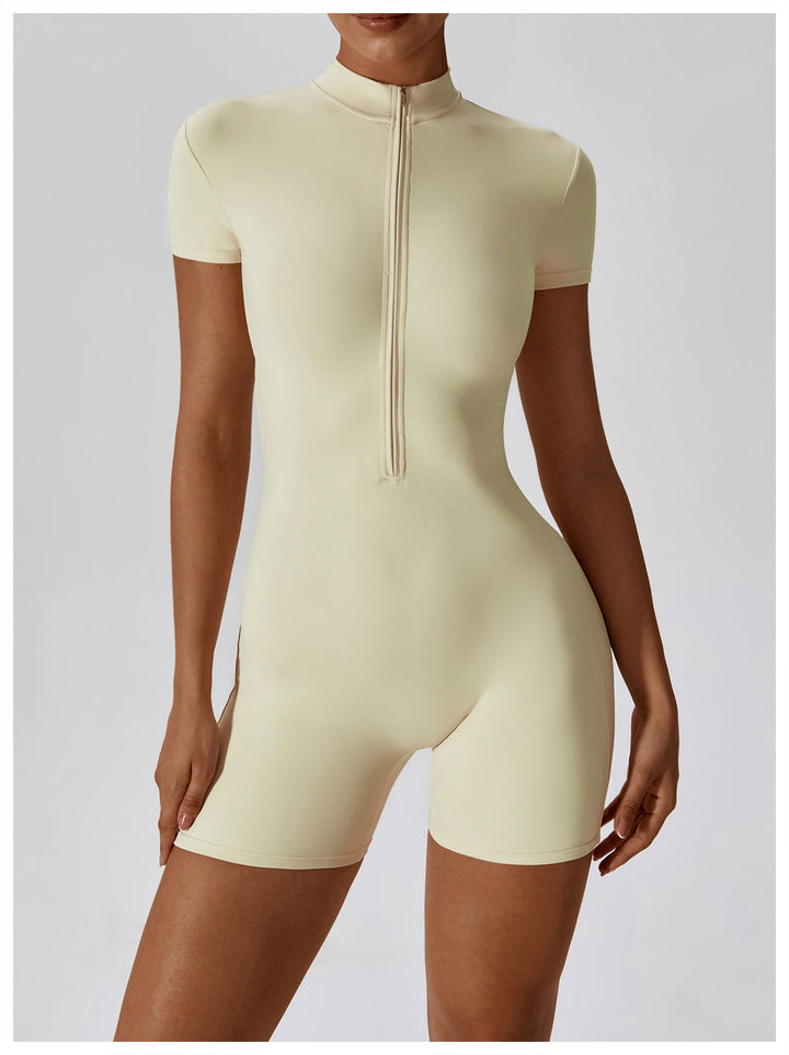 Short/long sporty fitted jumpsuit with shaping fabric and zipper closure - Andi