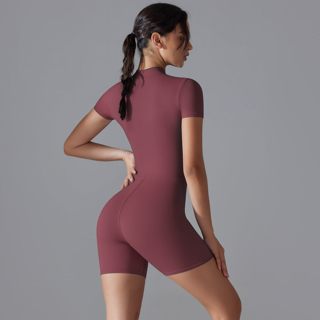 Short/long sporty fitted jumpsuit with shaping fabric and zipper closure - Andi