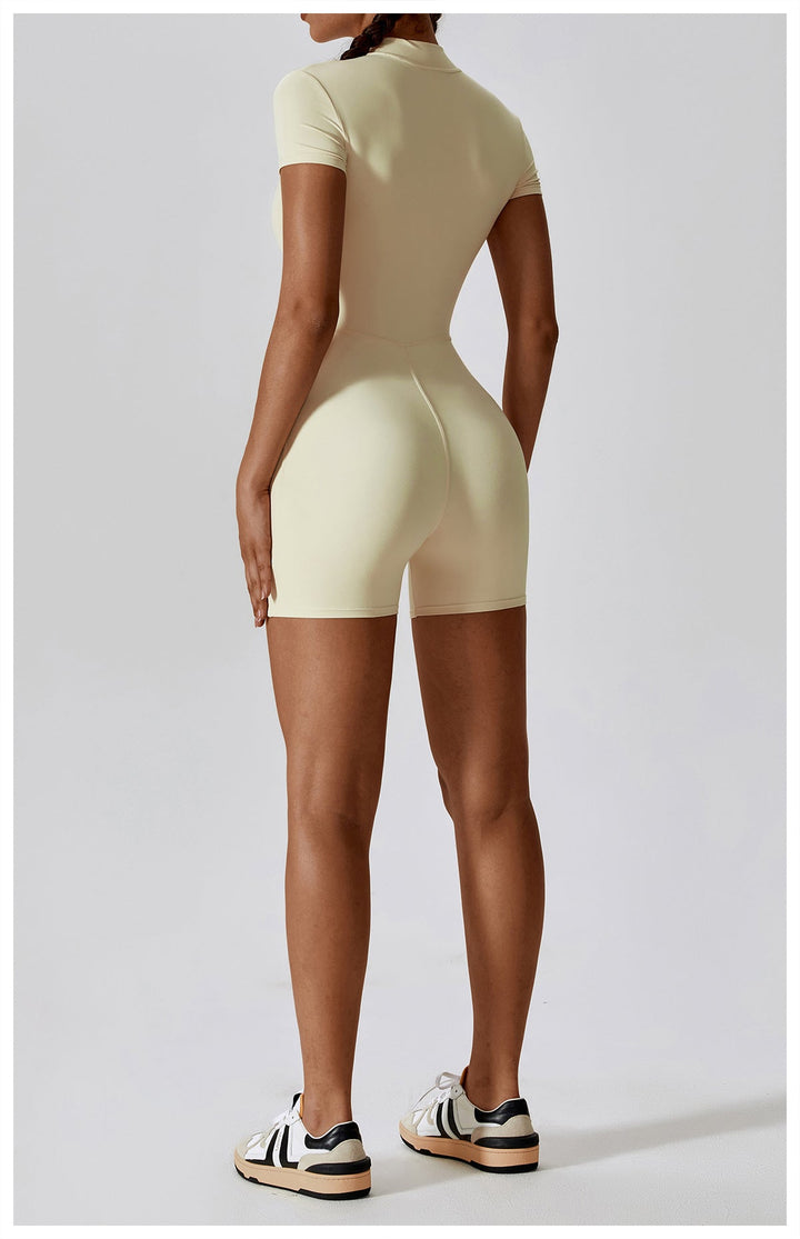 Short/long sporty fitted jumpsuit with shaping fabric and zipper closure - Andi
