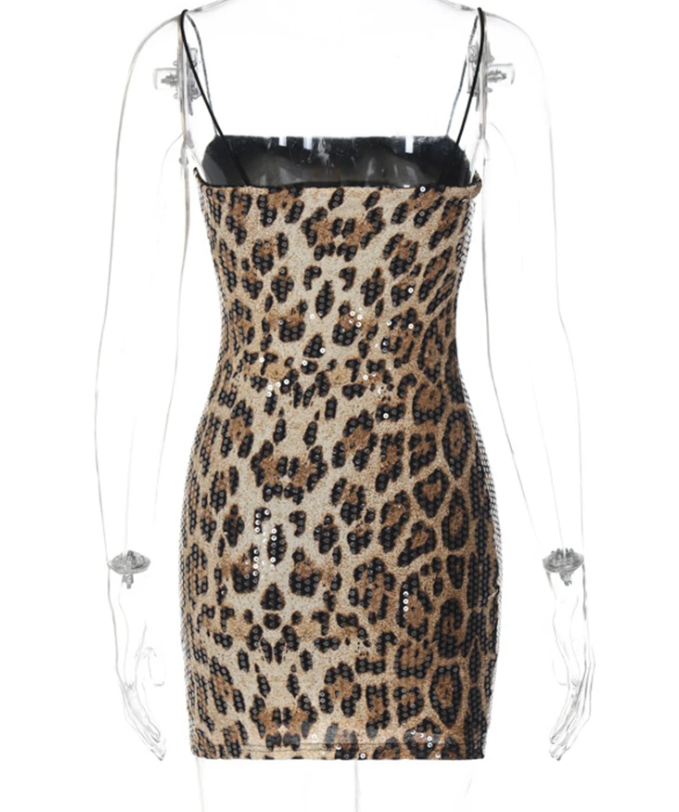 Leopard Sequin Mini Dress - Liza