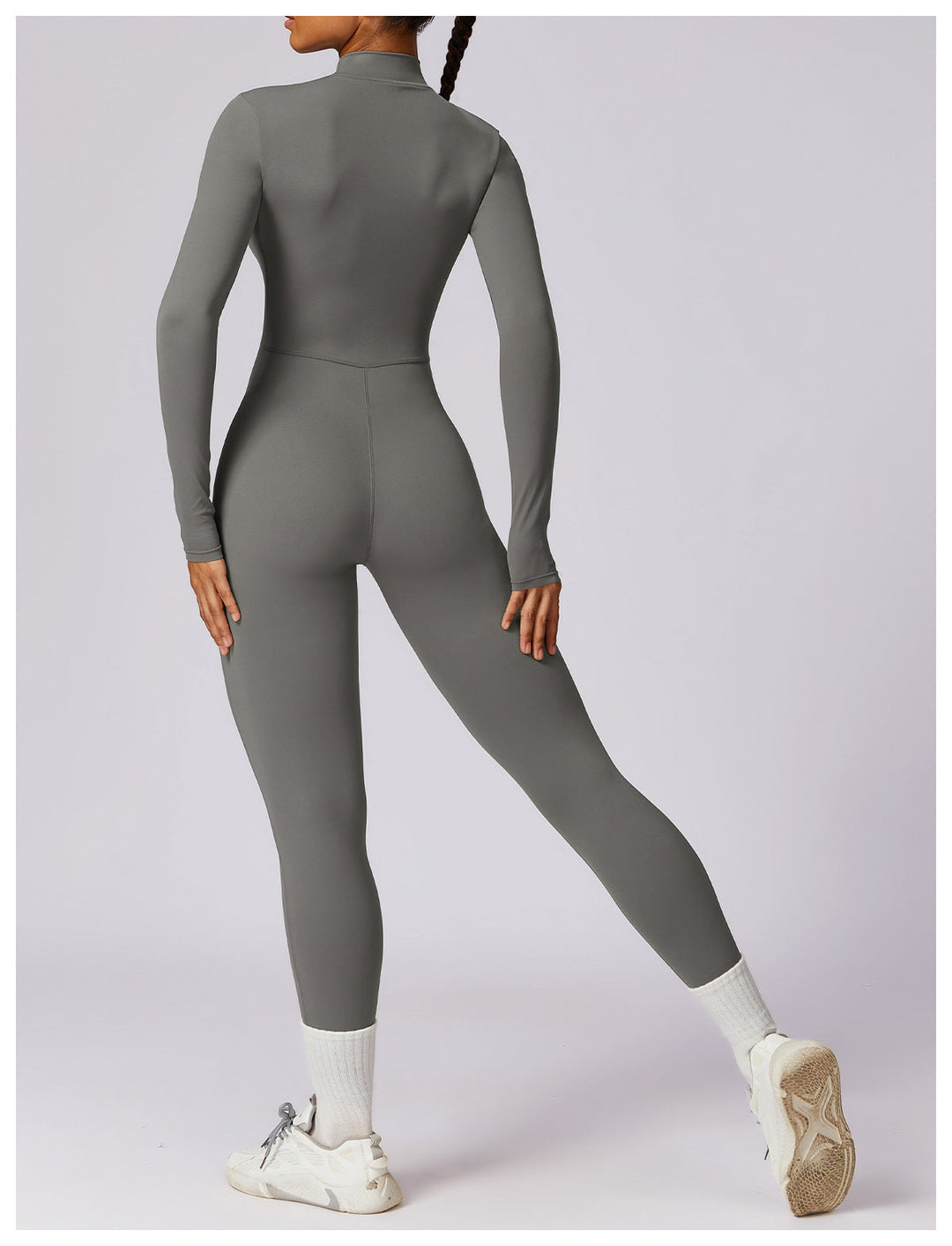 Short/long sporty fitted jumpsuit with shaping fabric and zipper closure - Andi