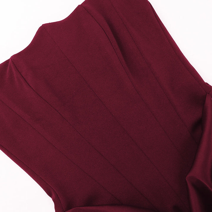 Strapless Satin Maxi Dress with Fitted Corset - Noya