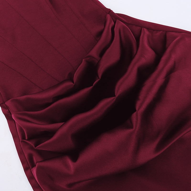 Strapless Satin Maxi Dress with Fitted Corset - Noya