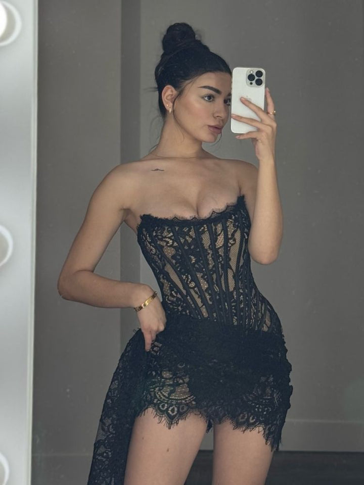 Strapless Lace Mini Dress - Orina