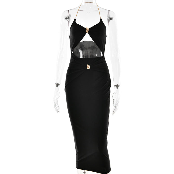 Fitted midi dress with chain and buckle cutout detail - John