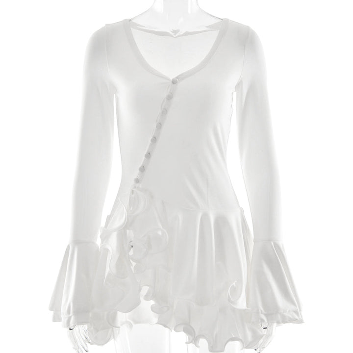Mini dress with tiered ruffles decorated with buttons - Barbara