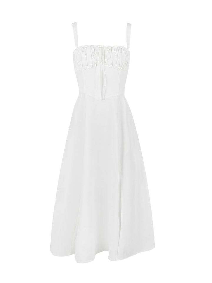 Summer Midi Dress with Rustic Design and Slit Decoration - Angelica