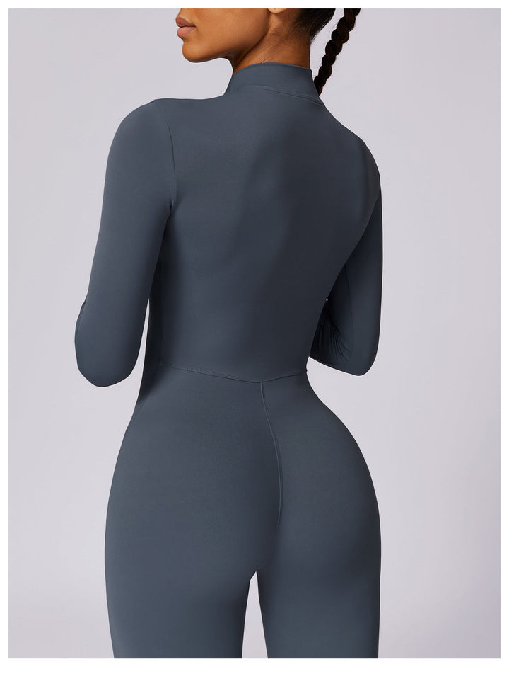 Short/long sporty fitted jumpsuit with shaping fabric and zipper closure - Andi