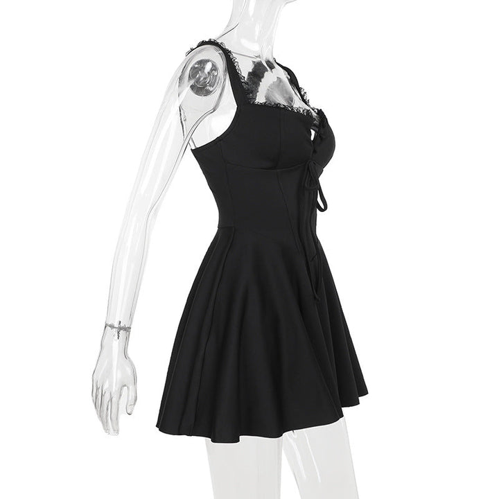 A-line mini dress with button decoration and chest tie - Marom