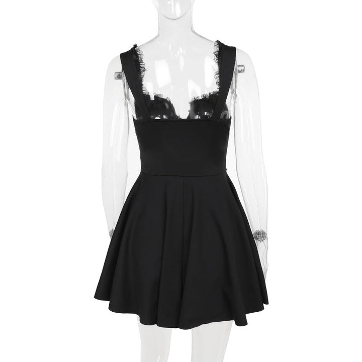 A-line mini dress with button decoration and chest tie - Marom