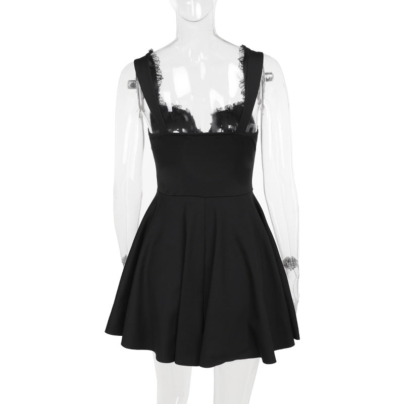 A-line mini dress with button decoration and chest tie - Marom