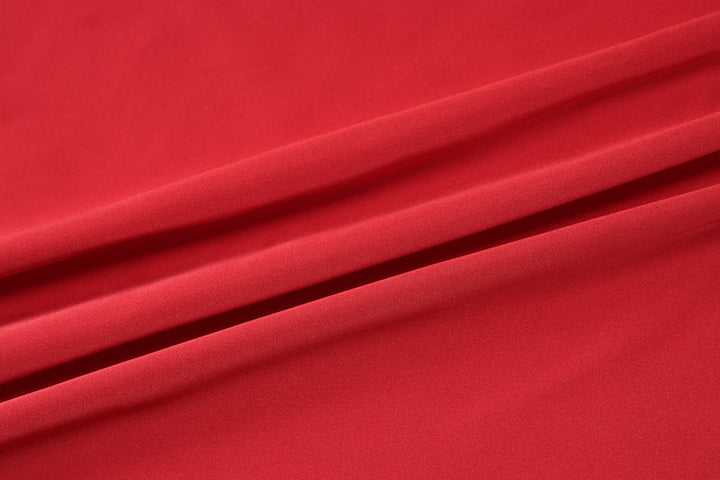 Satin Dress with Deep Neckline and Neck Tie - Paulina