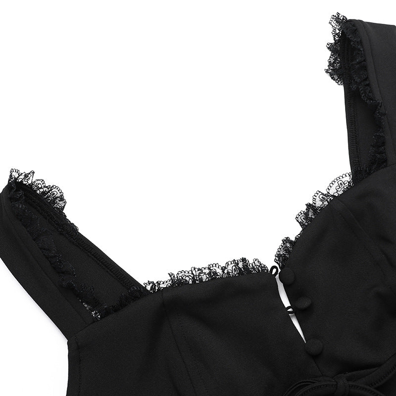 A-line mini dress with button decoration and chest tie - Marom