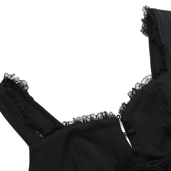A-line mini dress with button decoration and chest tie - Marom