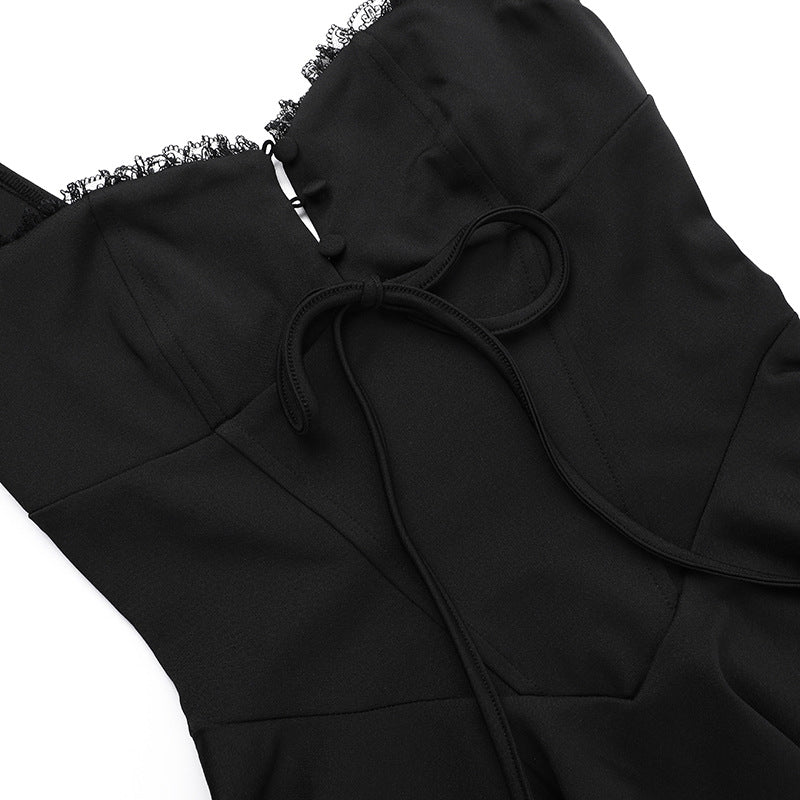 A-line mini dress with button decoration and chest tie - Marom