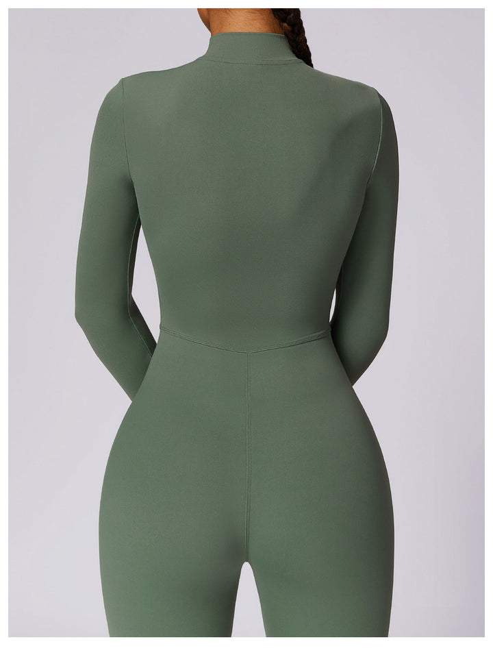 Short/long sporty fitted jumpsuit with shaping fabric and zipper closure - Andi