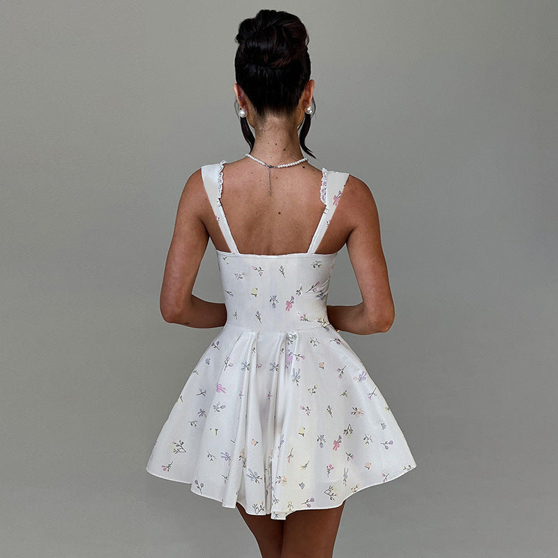 A-line mini dress with button decoration and chest tie - Marom