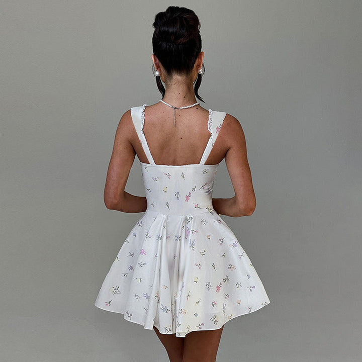 A-line mini dress with button decoration and chest tie - Marom