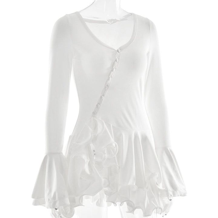 Mini dress with tiered ruffles decorated with buttons - Barbara