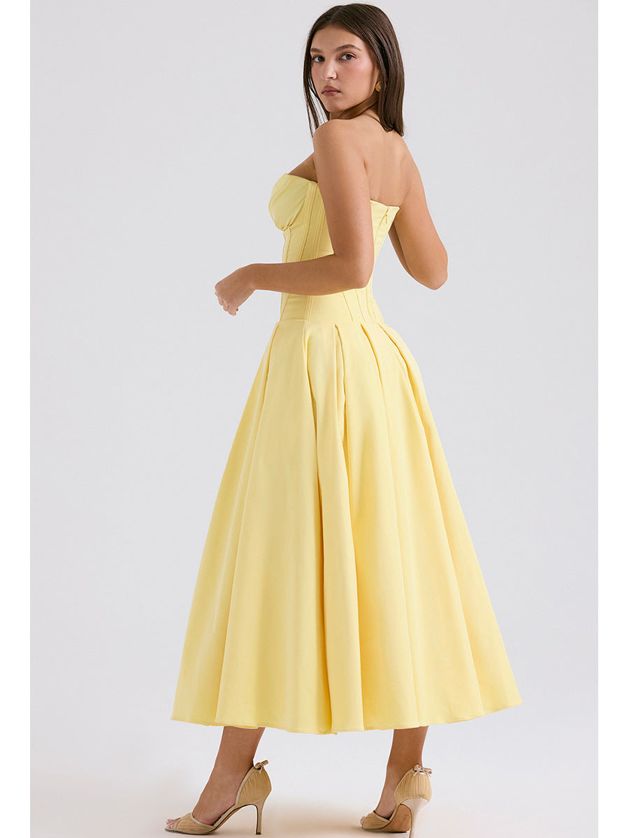 Strapless Midi Dress with Pockets - Fanny