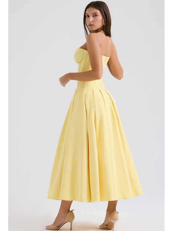 Strapless Midi Dress with Pockets - Fanny
