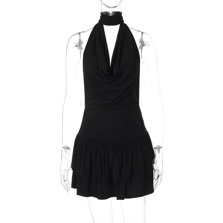 Ruffled Golf Mini Dress with Open Back - Rose
