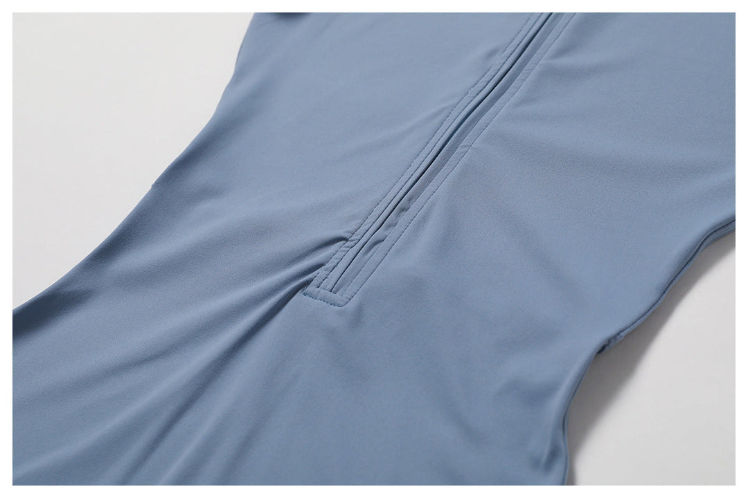 Short/long sporty fitted jumpsuit with shaping fabric and zipper closure - Andi