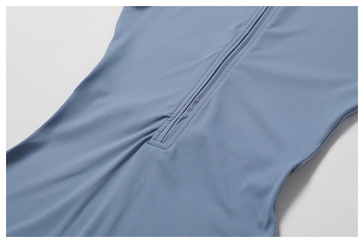 Short/long sporty fitted jumpsuit with shaping fabric and zipper closure - Andi