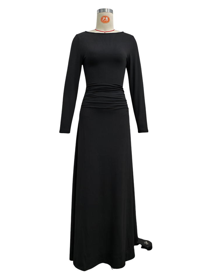 Maxi Dress with Pockets in A-Line Cut - LIVNAT