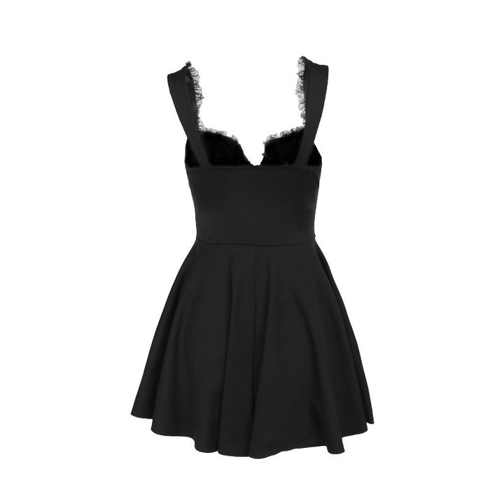 A-line mini dress with button decoration and chest tie - Marom