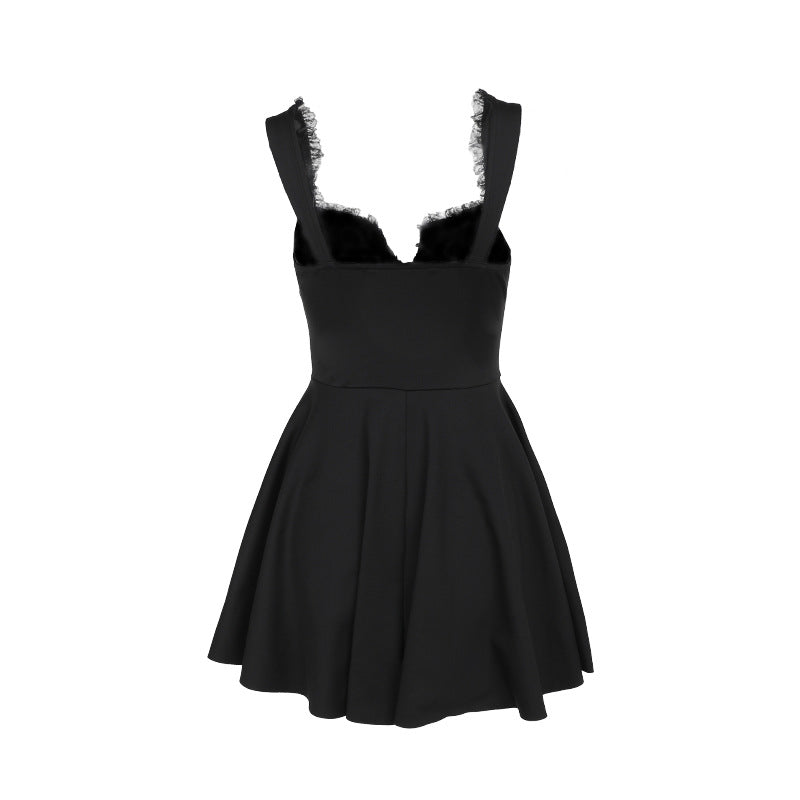 A-line mini dress with button decoration and chest tie - Marom