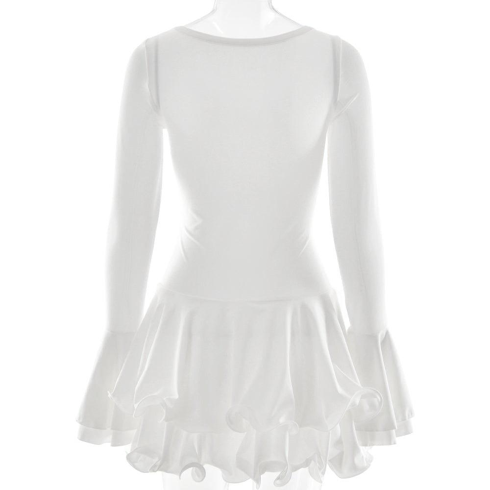 Mini dress with tiered ruffles decorated with buttons - Barbara