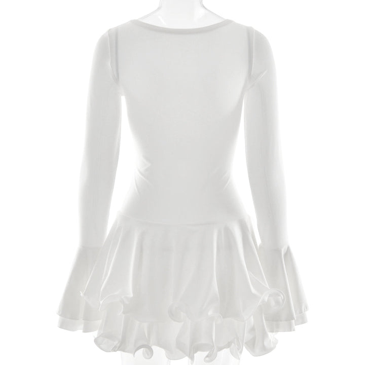 Mini dress with tiered ruffles decorated with buttons - Barbara