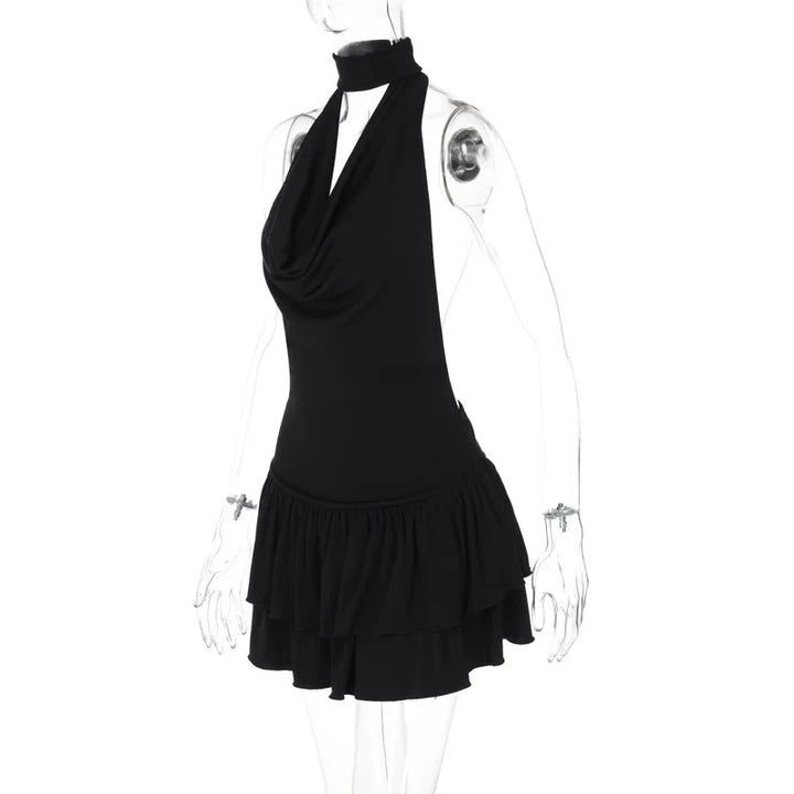 Ruffled Golf Mini Dress with Open Back - Rose