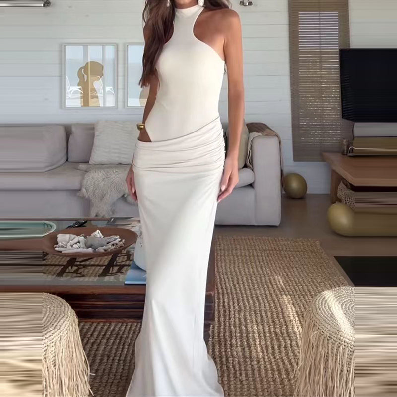 Maxi Dress with Fitted Bodysuit and Satin Skirt - Maris