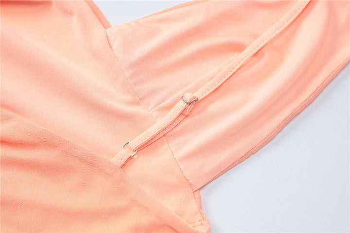 Fitted Mini Dress with Pleats and Chiffon Train Detail - Melania