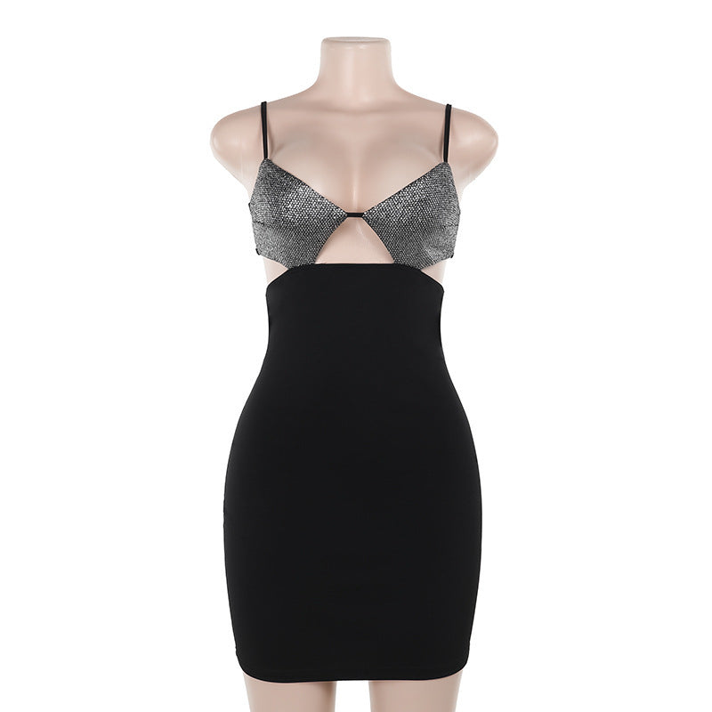 Mini dress with sequin top design - Bright