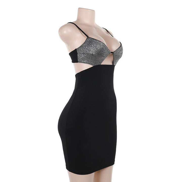 Mini dress with sequin top design - Bright