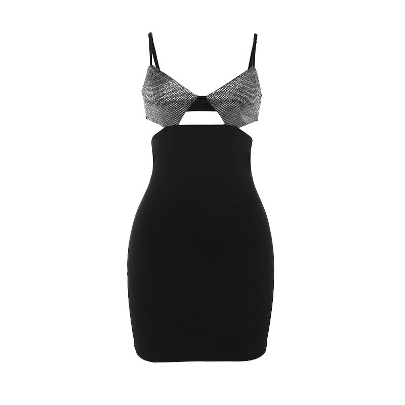 Mini dress with sequin top design - Bright