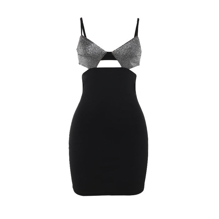 Mini dress with sequin top design - Bright