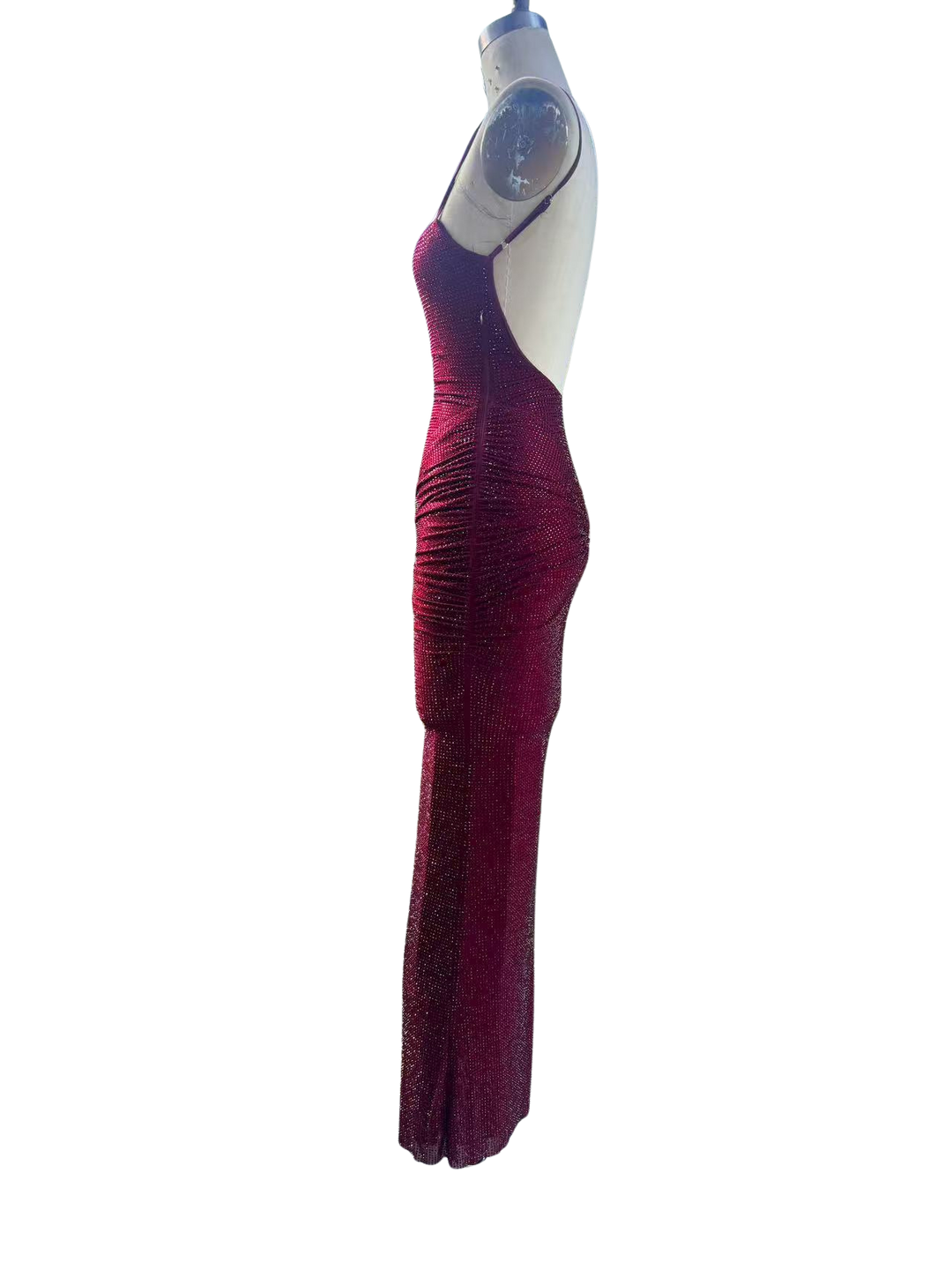 Fitted maxi dress with sparkling sequins and ruching - DIAN